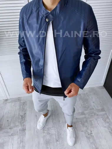 Geaca barbati bleumarin piele ecologica B2828 D0-1